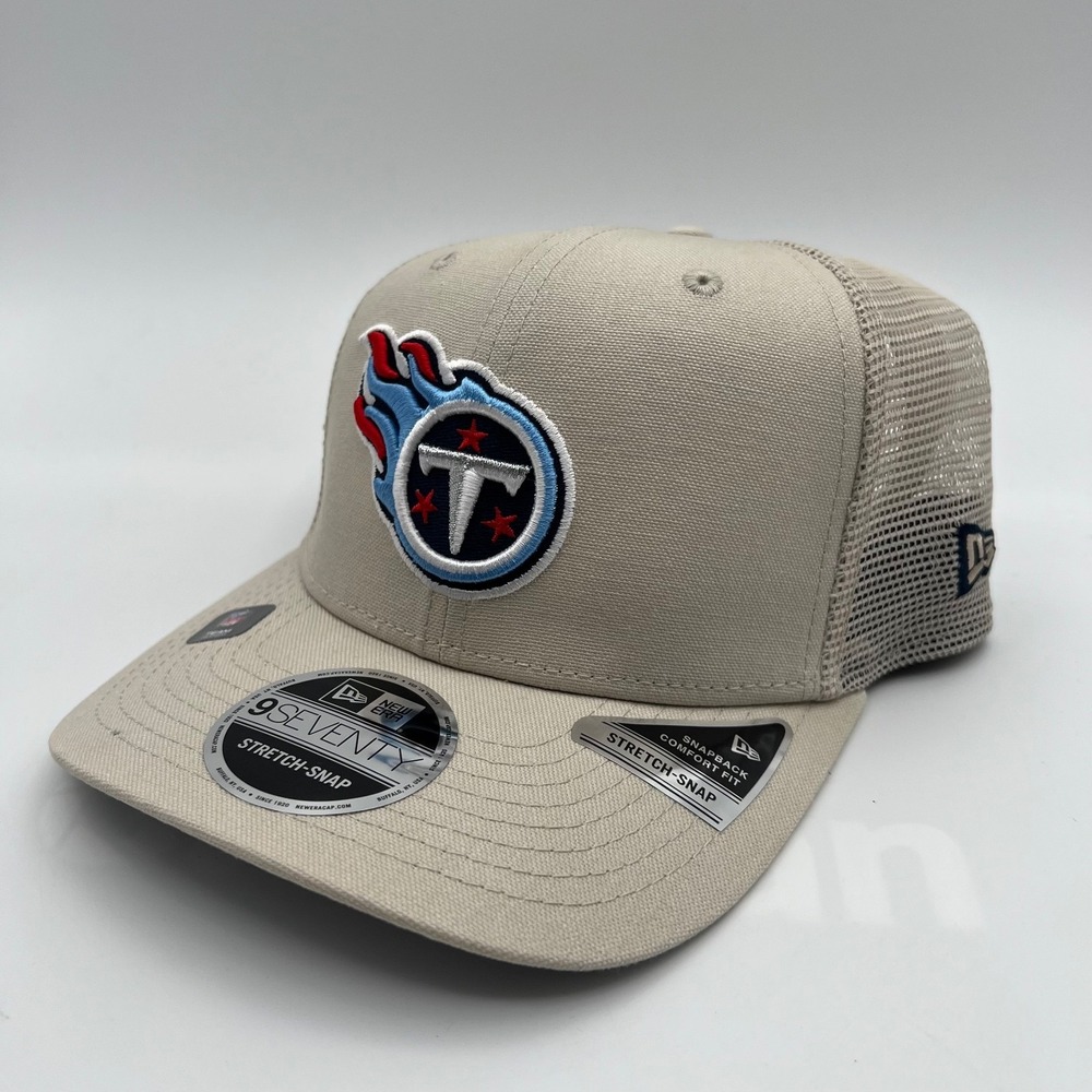 New Era Tennessee Titans Off White 9Seventy Stretch Snap Trucker Mesh Hat Cap
